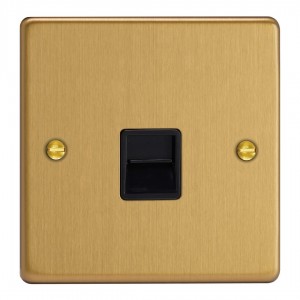 Varilight XDETSB.BB Brushed Brass 1-Gang Telephone Secondary (Extension) Socket