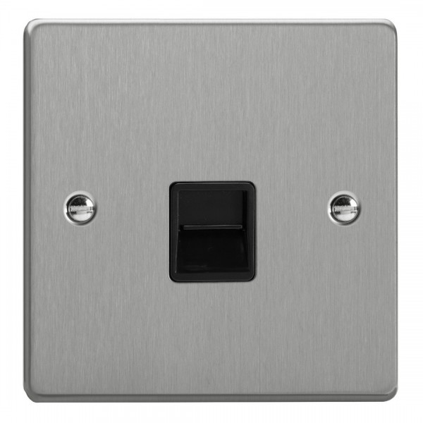 Varilight XDETSB.BS Brushed Steel 1-Gang Telephone Secondary (Extension) Socket