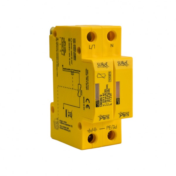 Surge Protection 10020/2 Type 1+2+3, 25kA (Level 3/4), single phase, with indication Surge Protection 10020/2 Type 1+2+3, 25kA (Level 3/4), single phase, with indication