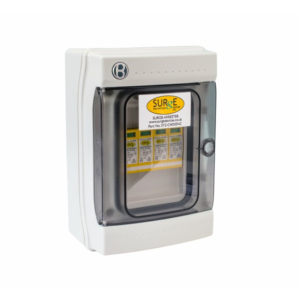 Surge Protection SY2-C40XENC Type 2+3, 3 phase, with window indication complete in IP65 polycarbonate enclosure Surge Protection SY2-C40XENC Type 2+3, 3 phase, with window indication complete in IP65 polycarbonate enclosure
