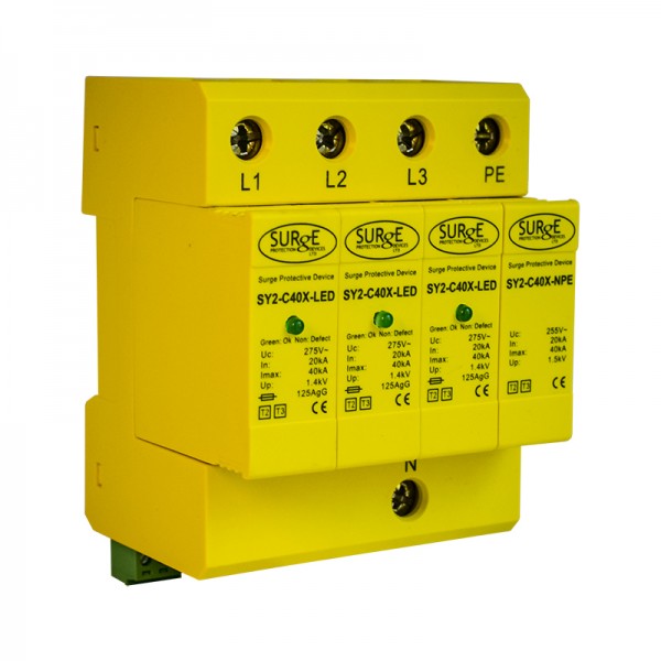 Surge Protection SY2-C40XLED Type 2+3, 3 Phase, with LED Indication