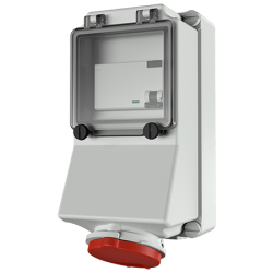 Mennekes 7312 Wall Mounted Socket with RCD IP44 16A 5P 400V 6h 30mA
