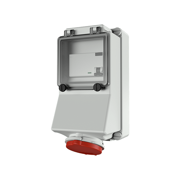 Mennekes 7312 Wall Mounted Socket with RCD IP44 16A 5P 400V 6h 30mA