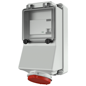 Mennekes 7312 Wall Mounted Socket with RCD IP44 16A 5P 400V 6h 30mA