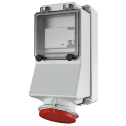 Mennekes 7313 Wall Mounted Socket with RCD IP44 32A 5P 400V 6h 30mA