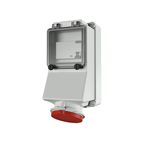 Mennekes 7313 Wall Mounted Socket with RCD IP44 32A 5P 400V 6h 30mA