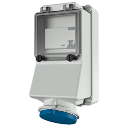 Mennekes 7469 Wall Mounted Socket with RCD IP44 32A 3P 230V 6h 30mA