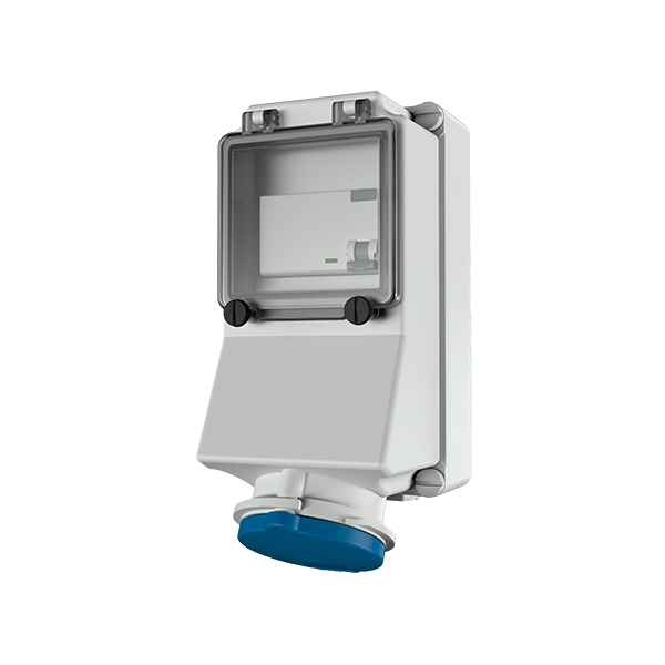Mennekes 7469 Wall Mounted Socket with RCD IP44 32A 3P 230V 6h 30mA