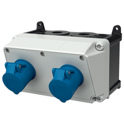 Mennekes 910394 AMAXX Angled Combination 2 Gang Socket IP44 16A 3P 230V 6h