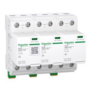 Schneider Electric A9L1F325 Acti9 Type 2 Surge Protection Device iPRD1 F25r T1+2 25kA w/Fuse 3P 275V w/remote