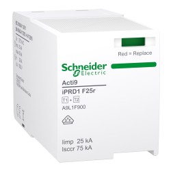 Schneider Electric A9L1F900 Acti9 Type 2 Cartridge iPRD1 F25r T1+2 25kA w/Fuse 3P / 3PN 275V L-N