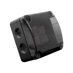 Unicrimp QOE8553BLKTF Q-Nect Black Weatherproof Enclosure With Semi-Transparent Lid With Connectors 85 x 85 x 52mm IP66