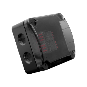 Unicrimp QOE8553BLKTF Q-Nect Black Weatherproof Enclosure With Semi-Transparent Lid With Connectors 85 x 85 x 52mm IP66