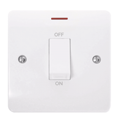 Scolmore CMA2501 Mode 50A 1 Gang DP Plate Switch With White Rocker & LED