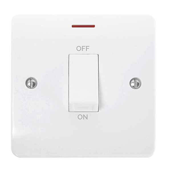 Scolmore CMA2501 Mode 50A 1 Gang DP Plate Switch With White Rocker & LED
