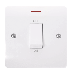 Scolmore CMA2501 Mode 50A 1 Gang DP Plate Switch With White Rocker & LED