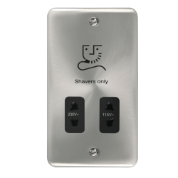 Click DPSC100BK Deco Plus Satin Chrome 115/230V Dual Voltage Shaver Socket
