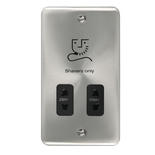 Click DPSC100BK Deco Plus Satin Chrome 115/230V Dual Voltage Shaver Socket