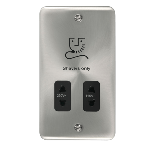 Click DPSC100BK Deco Plus Satin Chrome 115/230V Dual Voltage Shaver Socket