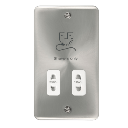 Click DPSC100WH Deco Plus Satin Chrome 115/230V Dual Voltage Shaver Socket