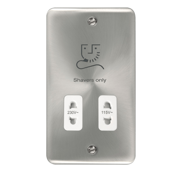 Click DPSC100WH Deco Plus Satin Chrome 115/230V Dual Voltage Shaver Socket