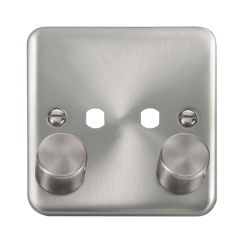 Click DPSC152PL Deco Plus Satin Chrome 1 Gang Dimmer Plate & Knobs (800W Max) - 2 Apertures