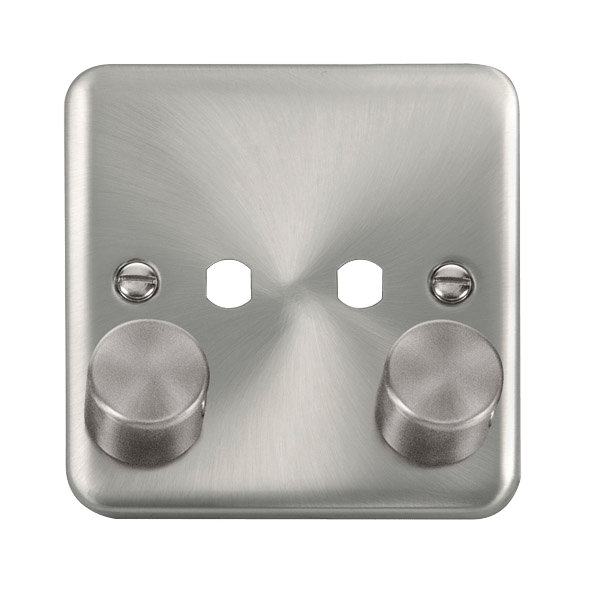 Click DPSC152PL Deco Plus Satin Chrome 1 Gang Dimmer Plate & Knobs (800W Max) - 2 Apertures
