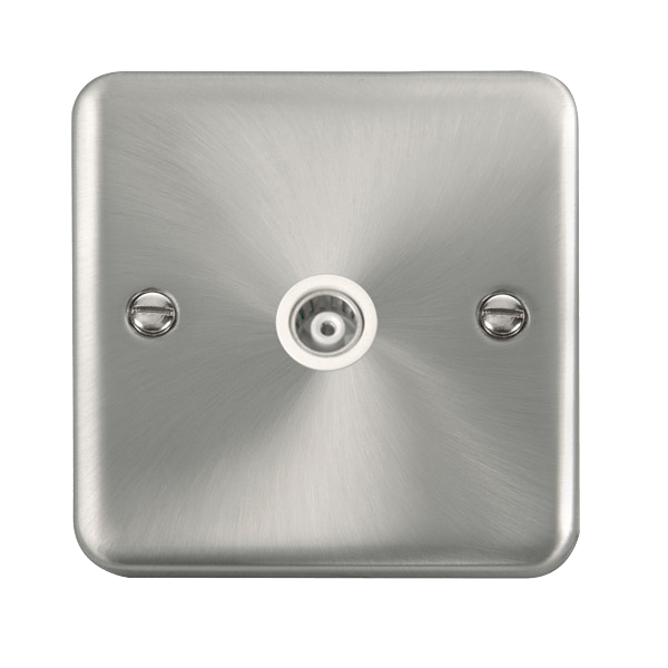 Click DPSC158WH Deco Plus Satin Chrome Single Isolated Coaxial Outlet