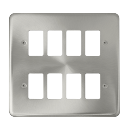Click DPSC20508 Deco Plus Satin Chrome 8 Gang GridPro FrontPlate - Satin Chrome