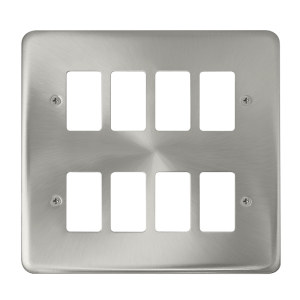 Click DPSC20508 Deco Plus Satin Chrome 8 Gang GridPro FrontPlate - Satin Chrome