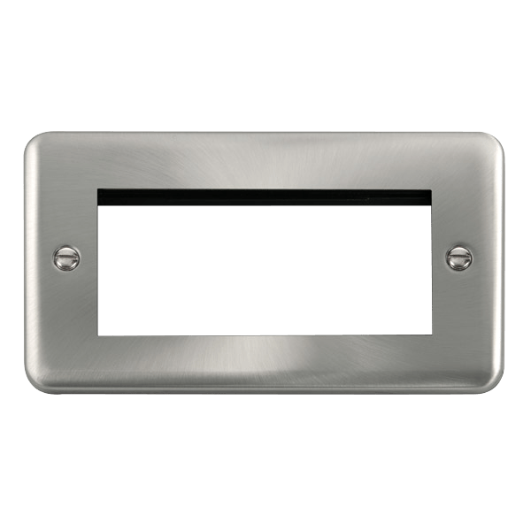 Click DPSC312 Deco Plus Satin Chrome 2 Gang New Media Unfurnished Plate - 4 Apertures