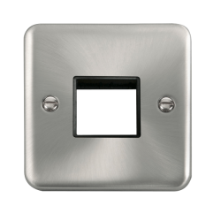 Click DPSC402BK Deco Plus Satin Chrome 1 Gang MiniGrid Unfurnished Plate - 2 Apertures