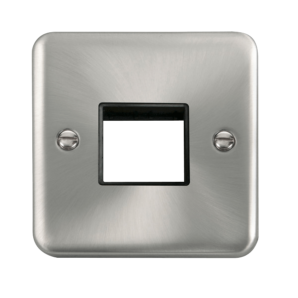 Click DPSC402BK Deco Plus Satin Chrome 1 Gang MiniGrid Unfurnished Plate - 2 Apertures