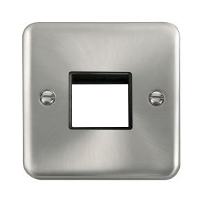 Click DPSC402BK Deco Plus Satin Chrome 1 Gang MiniGrid Unfurnished Plate - 2 Apertures