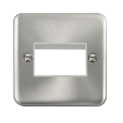 Click DPSC403WH Deco Plus Satin Chrome 1 Gang MiniGrid Unfurnished Plate - 3 Apertures