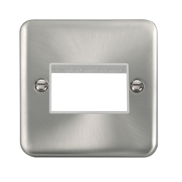 Click DPSC403WH Deco Plus Satin Chrome 1 Gang MiniGrid Unfurnished Plate - 3 Apertures