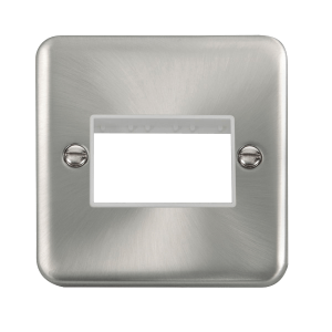 Click DPSC403WH Deco Plus Satin Chrome 1 Gang MiniGrid Unfurnished Plate - 3 Apertures