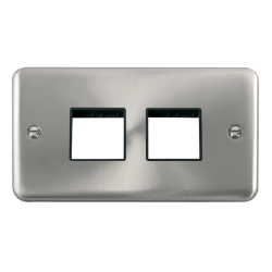 Click DPSC404BK Deco Plus Satin Chrome 2 Gang MiniGrid Unfurnished Plate - 2 x 2 Apertures
