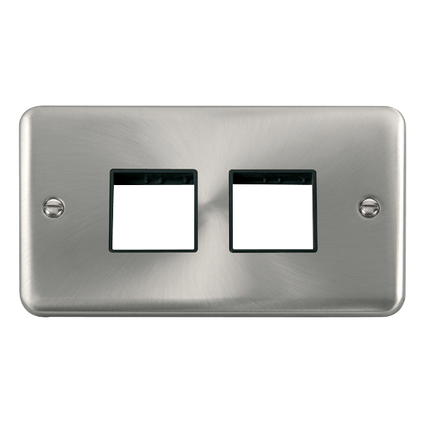 Click DPSC404BK Deco Plus Satin Chrome 2 Gang MiniGrid Unfurnished Plate - 2 x 2 Apertures