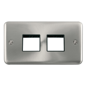 Click DPSC404BK Deco Plus Satin Chrome 2 Gang MiniGrid Unfurnished Plate - 2 x 2 Apertures