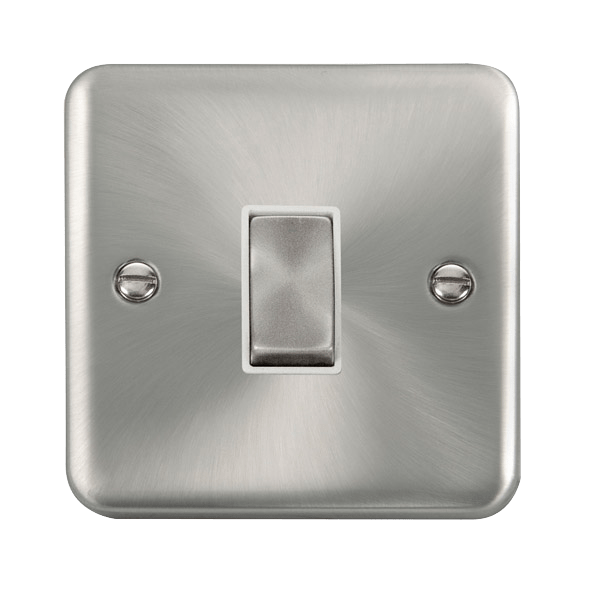 Click DPSC411WH Deco Plus Satin Chrome 10AX Ingot 1 Gang 2 Way Plate Switch