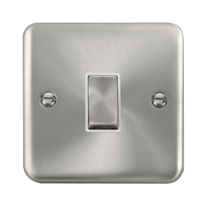 Click DPSC411WH Deco Plus Satin Chrome 10AX Ingot 1 Gang 2 Way Plate Switch
