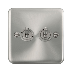 Click DPSC422 Deco Plus Satin Chrome 10AX 2 Gang 2 Way Toggle Switch