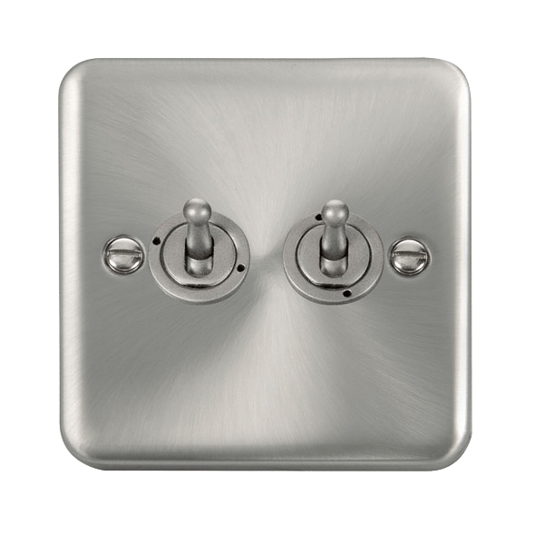 Click DPSC422 Deco Plus Satin Chrome 10AX 2 Gang 2 Way Toggle Switch