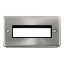 Click DPSC426BK Deco Plus Satin Chrome 2 Gang MiniGrid Unfurnished Plate - 6 In-Line Apertures