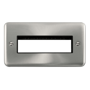 Click DPSC426BK Deco Plus Satin Chrome 2 Gang MiniGrid Unfurnished Plate - 6 In-Line Apertures