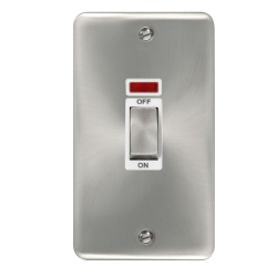 Click DPSC503WH Deco Plus Satin Chrome 45A Ingot 2 Gang DP Switch With Neon