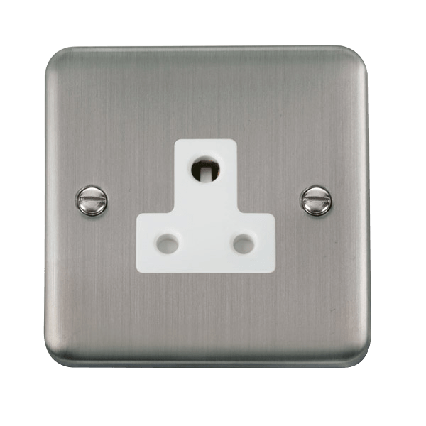 Click DPSS038WH Deco Plus Stainless Steel 5A Round Pin Socket