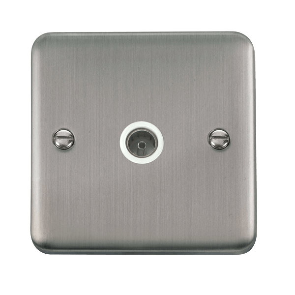 Click DPSS065WH Deco Plus Stainless Steel Single Non-Isolated Coaxial Outlet