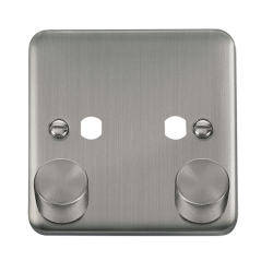 Click DPSS152PL Deco Plus Stainless Steel DPSS 2 Gang Double Dimmer Plate & Knobs